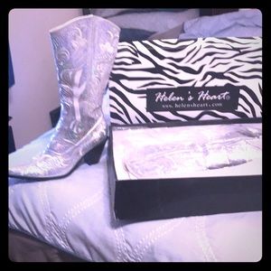 Helen’s Heart Silver Cowboy Boots